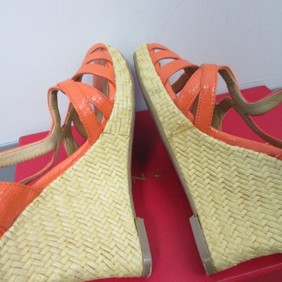 Nine West Wedge Strappy Sandals Women 7 Coral Slingback High Heels Party y2k 496 - Picture 5 of 13